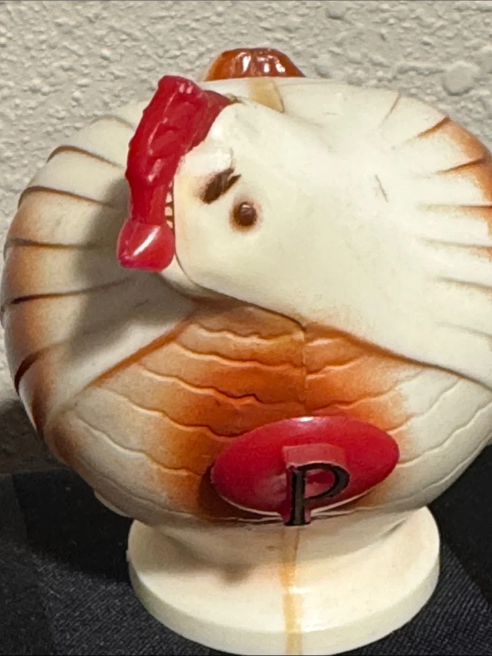 Vintage Plastic Rooster Salt & Pepper Shakers - Cream with brown and red accents